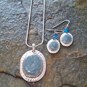 Elegant Silver & Blue Jewelry Set